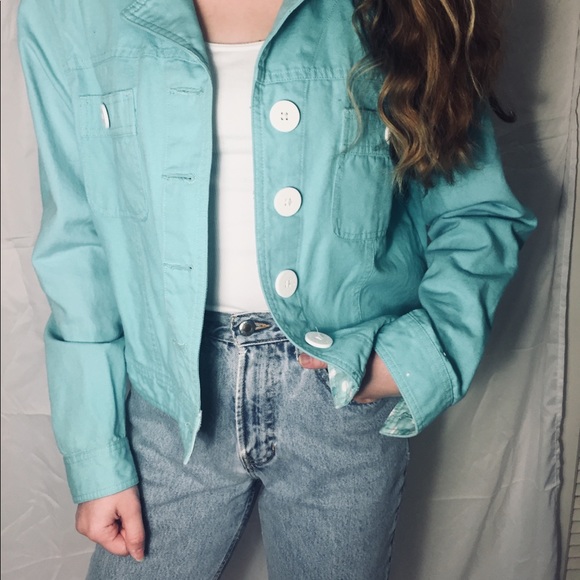 vintage blue button down jacket - Picture 2 of 2